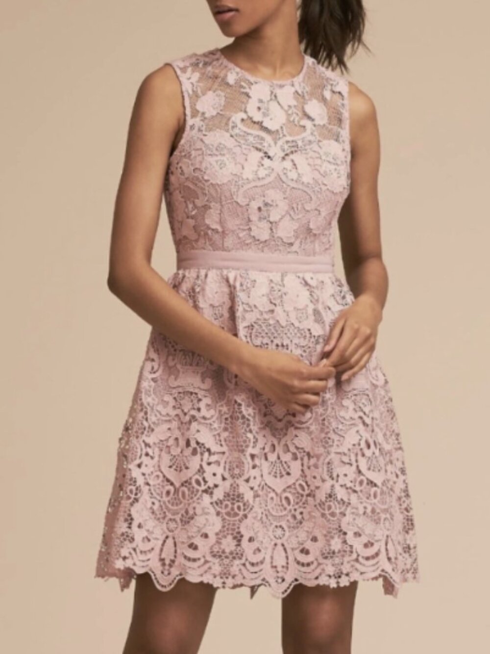 BHLDN Anthropologie Rosaline Lace Dress Short Women's Size Small Pink NWOT